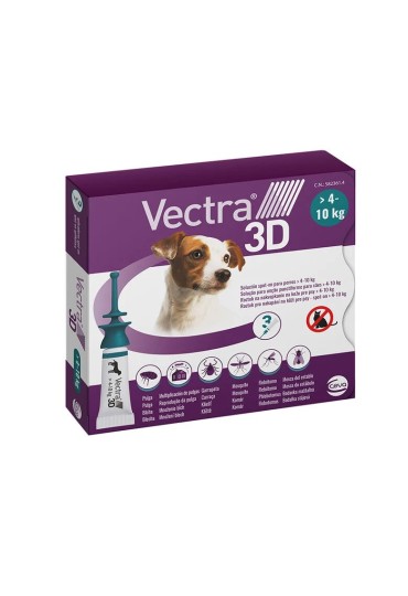 PACK 3 PIPETAS ANTIPARASITARIAS VECTRA 3D PERROS 4-10 KG.