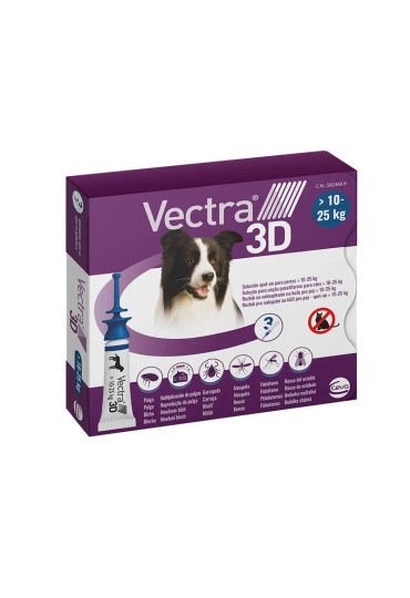 PACK 3 PIPETAS ANTIPARASITARIAS VECTRA 3D PERROS 10-25 KG