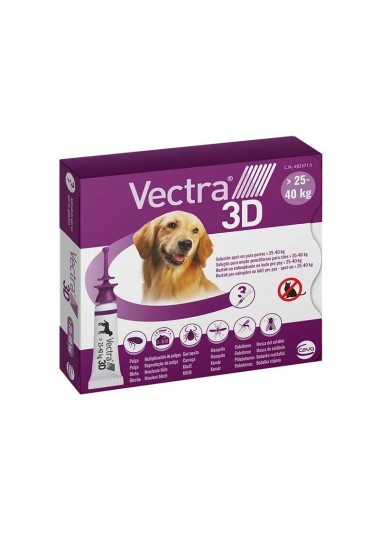 PACK 3 PIPETAS ANTIPARASITARIAS VECTRA 3D PERROS 25-40 KG