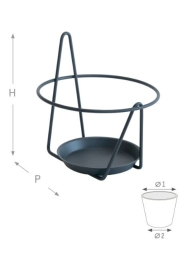 Soporte Maceta Pared Antracita Hasta 15Kg