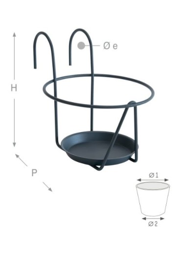 SOPORTE MACETA GANCHOS ANTRACITA